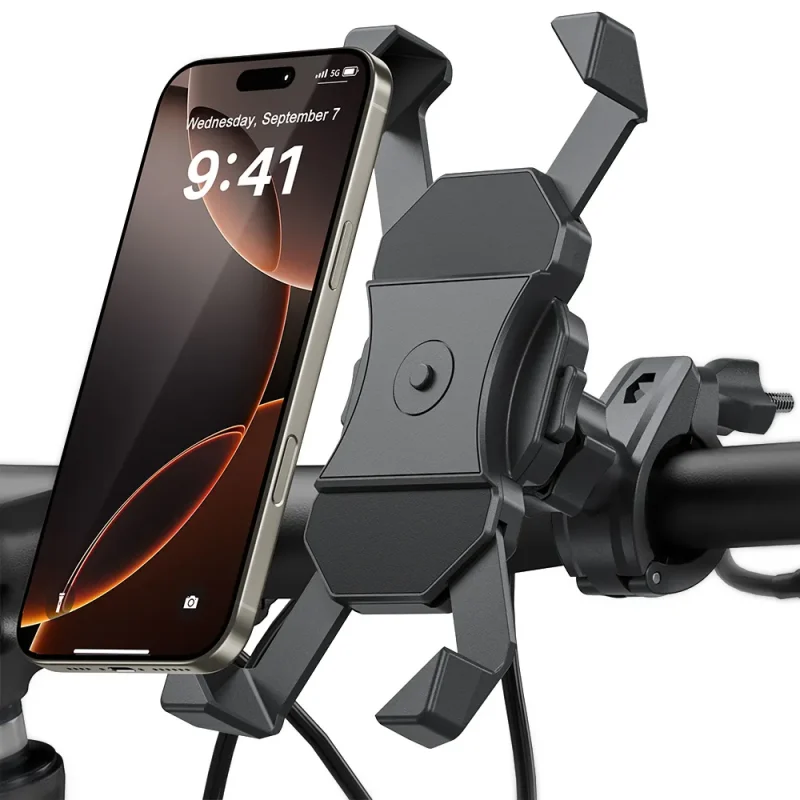 Motorcycle Phone Mount Bike Phone Holder Quick Install Handlebar Clip Scooter Cell Phone Clamp for iPhone for Galaxy